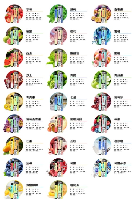 OBI 8000口一次性電子煙|大容量續航|18種迷人風味